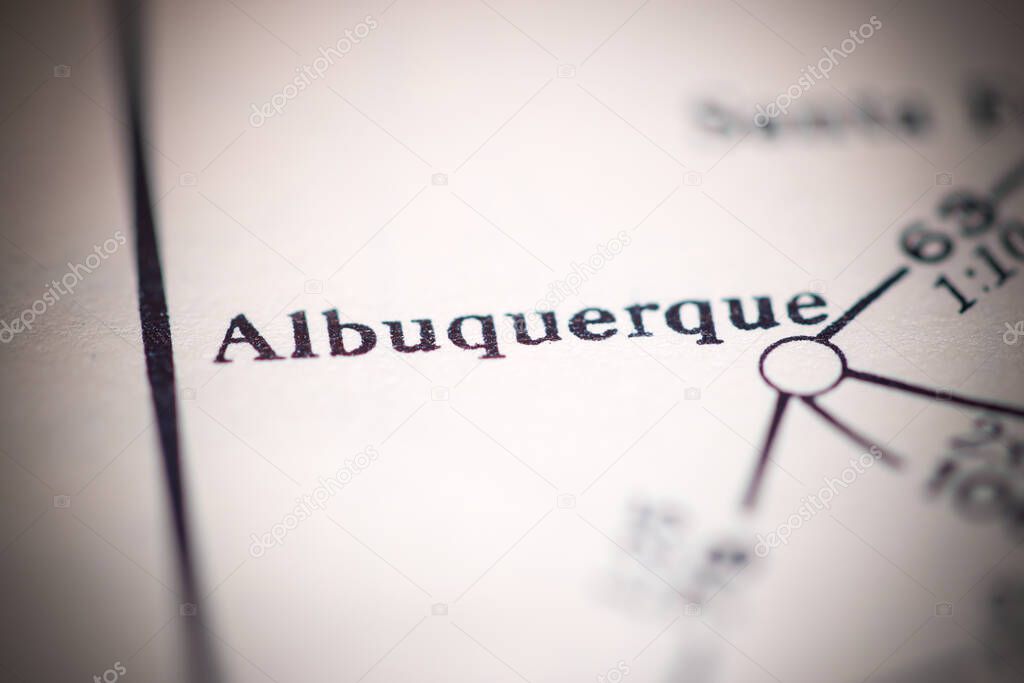 Albuquerque, United States of America, on a geographical map on 