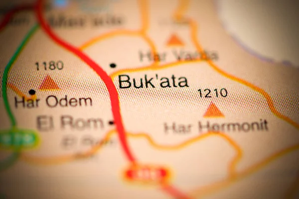 Buk\'ata on a geographical map of Israel