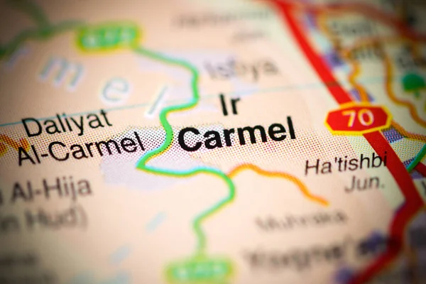 Ir Carmel on a geographical map of Israel