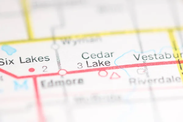 Cedar Gölü Michigan Abd Coğrafya Haritasında — Stok fotoğraf