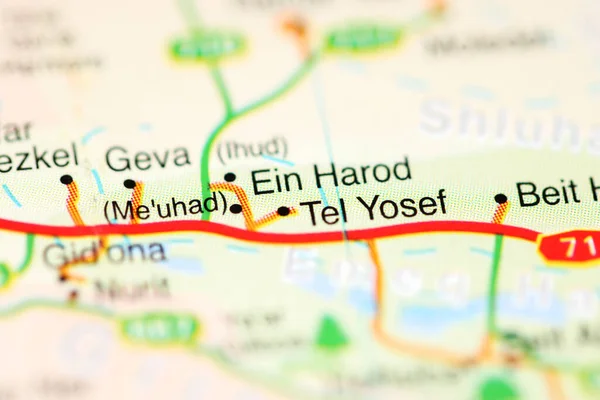 Tel Yosef on a geographical map of Israel