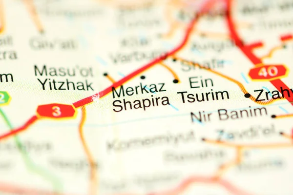 Merkaz Shapira on a geographical map of Israel