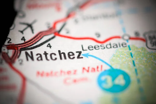 Natchez Mississippi Eua Sobre Mapa Geografia — Fotografia de Stock