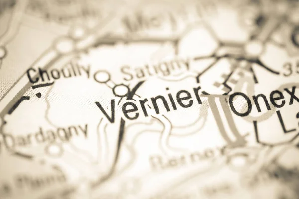 Vernier on a geographical map of Switzerland