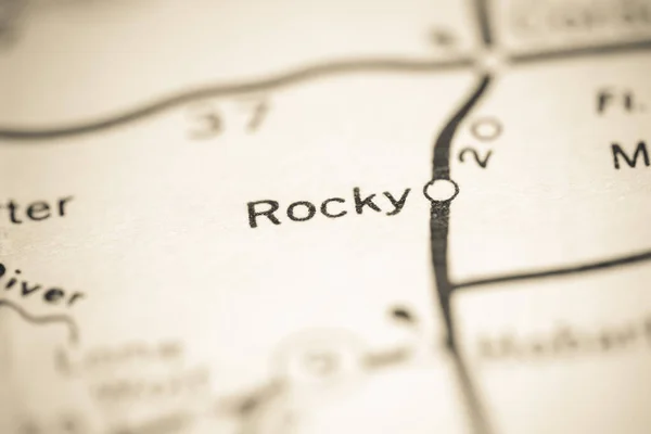 Rocky Oklahoma Usa Auf Einer Geografischen Karte — Stockfoto