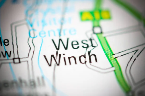 West Winch Mapie Geograficznej Wielkiej Brytanii — Zdjęcie stockowe