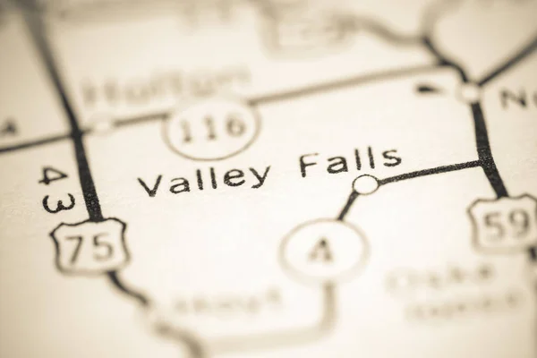 山谷瀑布 堪萨斯州地图上的美国 — 图库照片