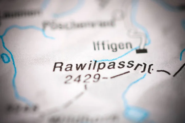瑞士地图上的Rawilpass — 图库照片
