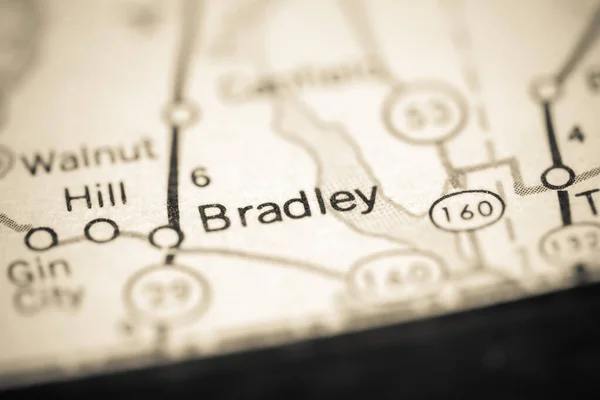Bradley Arkansas Eua Sobre Mapa Geografia — Fotografia de Stock