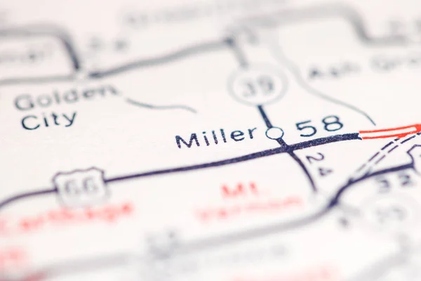米勒Miller 密苏里地图上的美国 — 图库照片