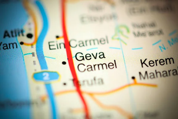 Geva Carmel on a geographical map of Israel