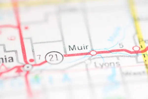 Muir 密歇根地图上的美国 — 图库照片