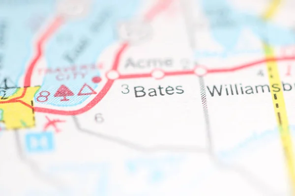 Bates. Michigan. USA on a geography map.