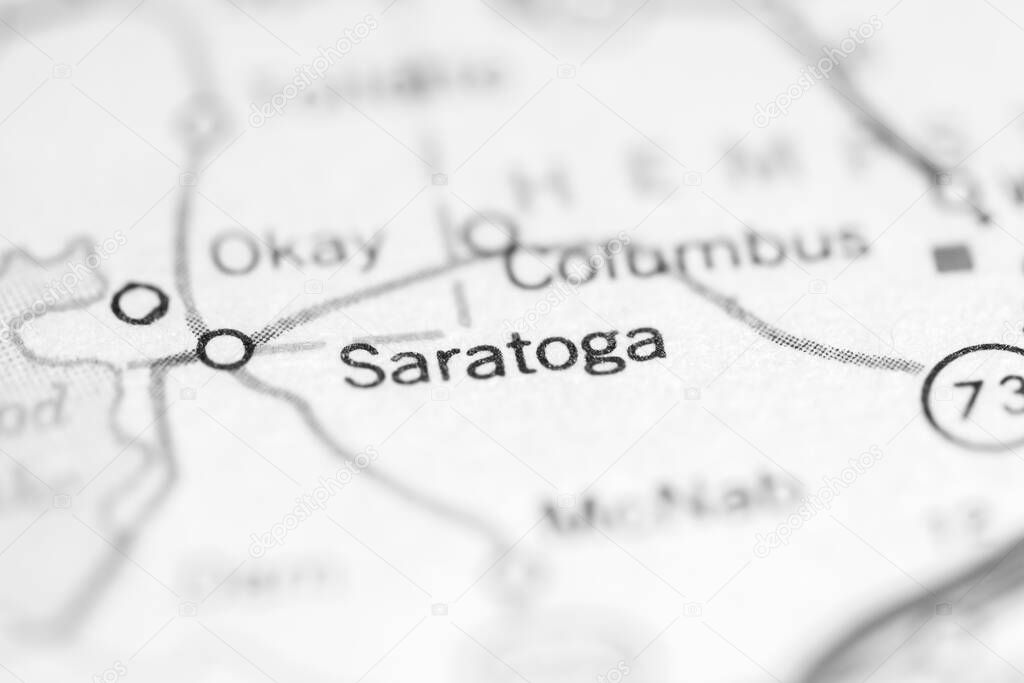 Saratoga. Arkansas. USA on a geography map