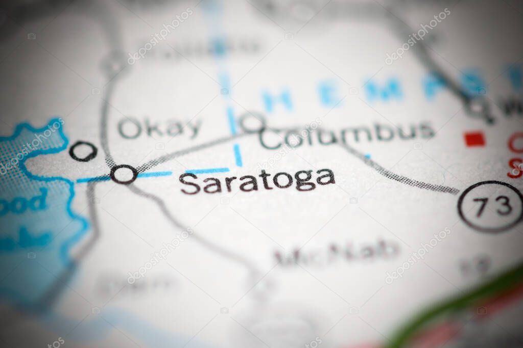 Saratoga. Arkansas. USA on a geography map