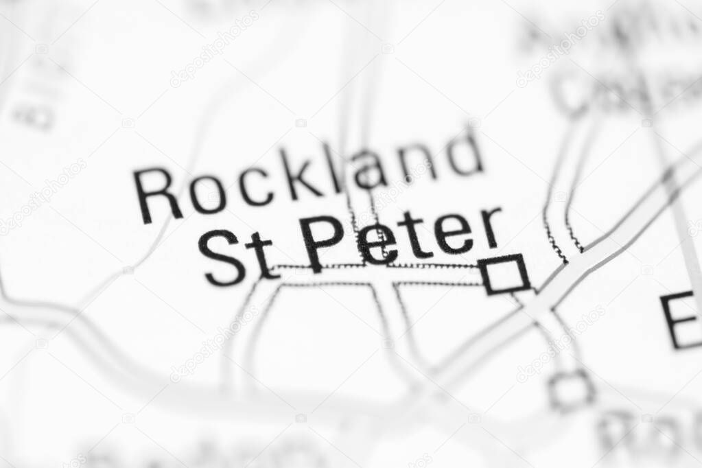 Rockland St. Peter on a geographical map of UK