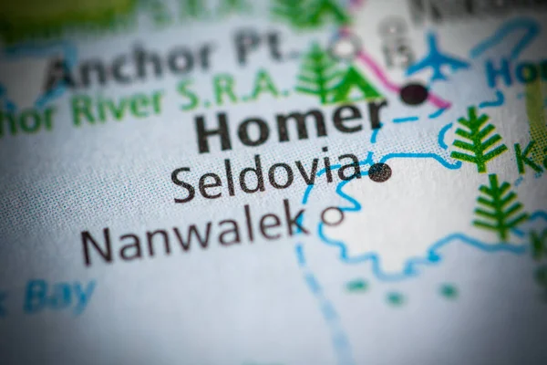 Κοντινό Πλάνο Του Χάρτη Της Seldovia Αλάσκα Ηπα — Φωτογραφία Αρχείου
