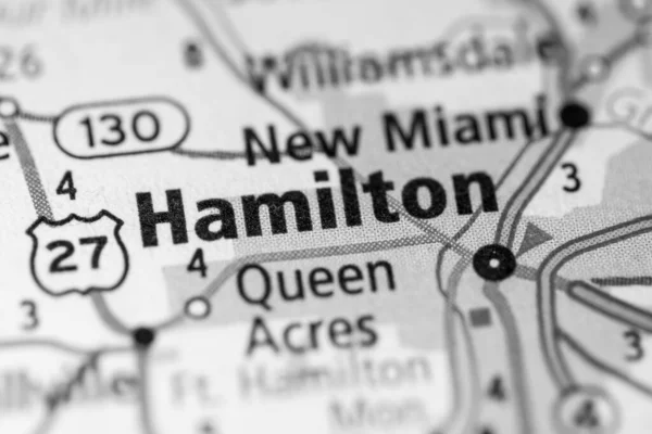 Hamilton Vagyok Ohióban Amerikai Térkép — Stock Fotó