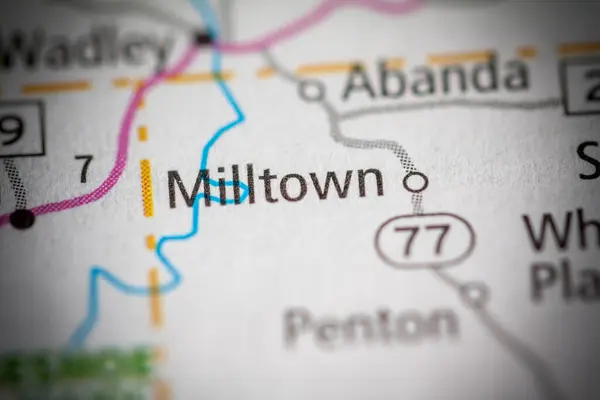 Primer Plano Del Mapa Milltown Alabama Estados Unidos — Foto de Stock