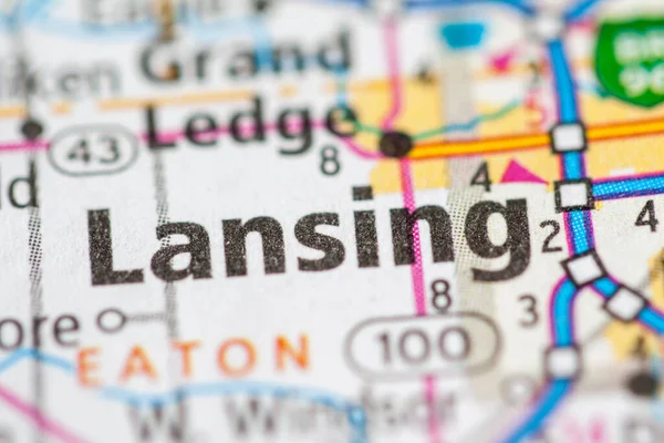 Lansing Michigan Mappa Degli Stati Uniti — Foto Stock