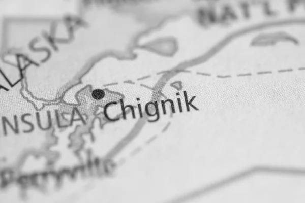 Detailní Záběr Mapy Chigniku Aljaška Usa — Stock fotografie