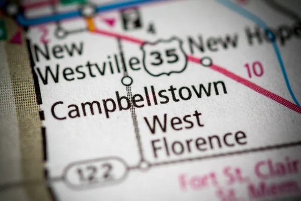Campbellstown Ohio Eua Mapa — Fotografia de Stock