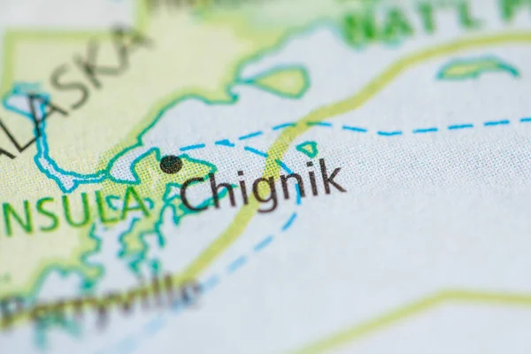 Plano Perto Mapa Chignik Alasca Estados Unidos — Fotografia de Stock