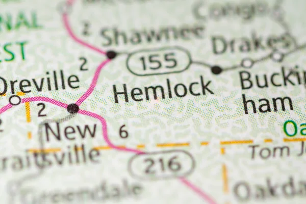 Primo Piano Della Mappa Hemlock Ohio Stati Uniti — Foto Stock