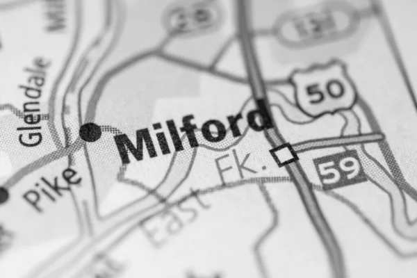 Знімок Карти Мілфорда Великим Планом Огайо Сша — стокове фото