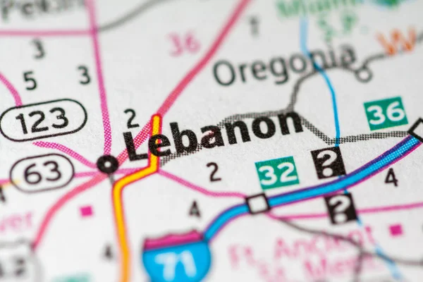 黎巴嫩 俄亥俄美国地图 — 图库照片
