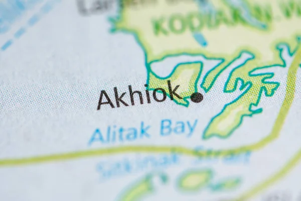 Close Mapa Akhiok Alasca Estados Unidos — Fotografia de Stock