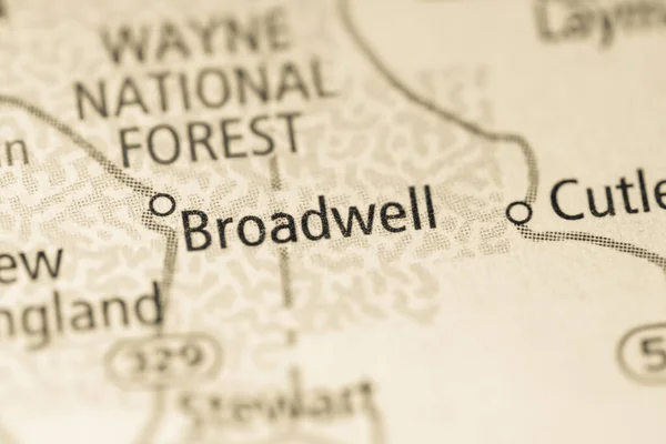 Close Mapa Broadwell Ohio Estados Unidos — Fotografia de Stock