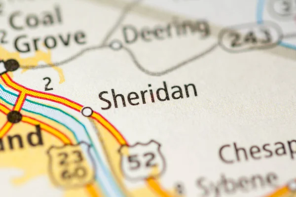 Primer Plano Del Mapa Sheridan Ohio Estados Unidos —  Fotos de Stock