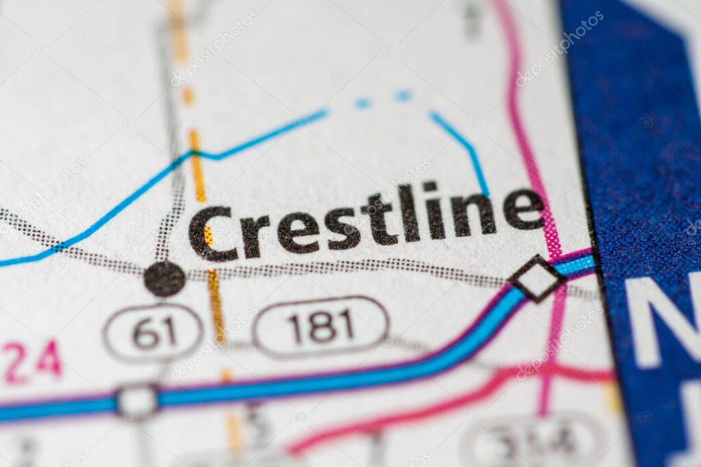 Crestline. Ohio. USA map