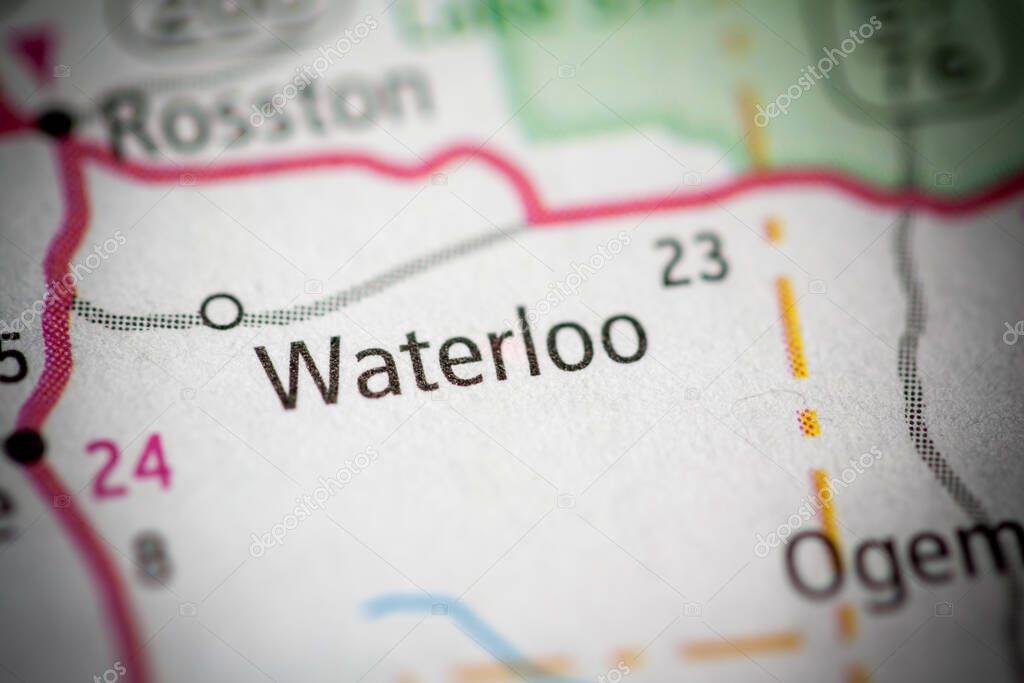 Waterloo. Arkansas. USA map