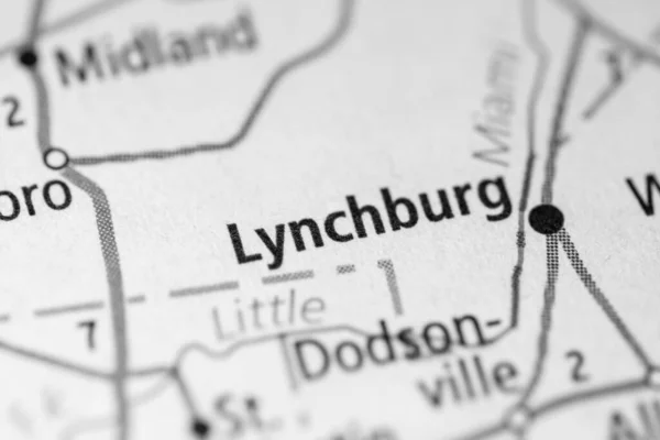 Primer Plano Del Mapa Lynchburg Ohio Estados Unidos — Foto de Stock
