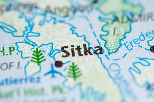 Primer Plano Del Mapa Sitka Alaska Estados Unidos — Foto de Stock