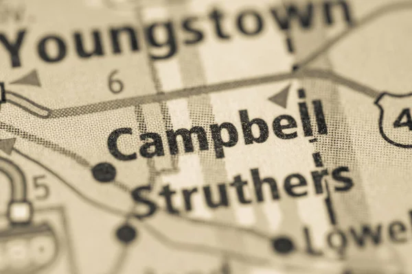 Campbell Ohio Eua Mapa — Fotografia de Stock