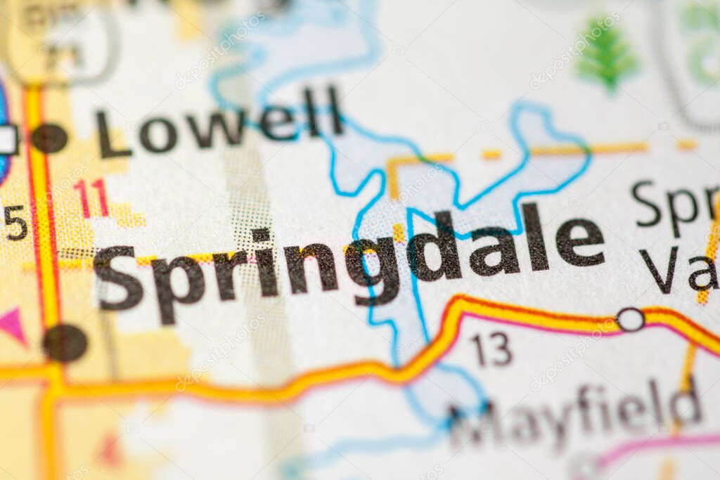 Springdale. Arkansas. USA map
