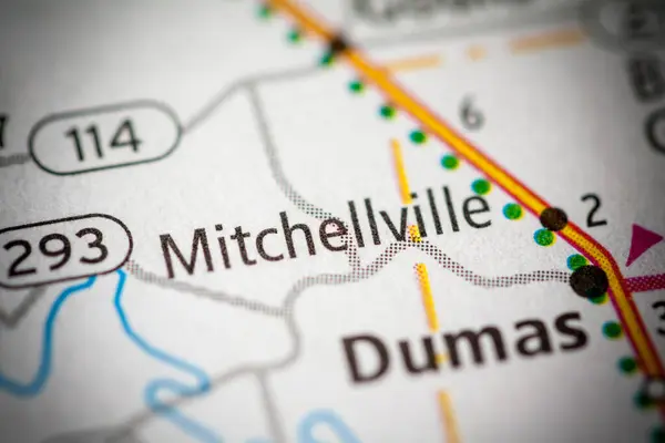 米切尔维尔 阿肯色州美国地图 — 图库照片