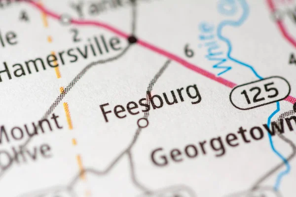 Närbild Kartan Över Feesburg Ohio Här Förenta Staterna — Stockfoto