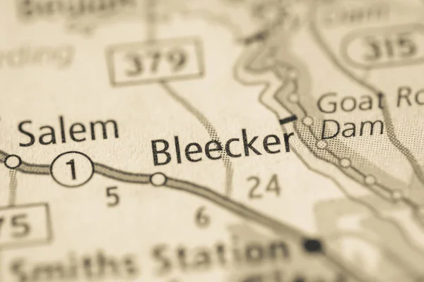 Primer Plano Del Mapa Bleecker Alabama Estados Unidos — Foto de Stock