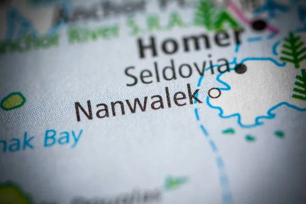 Close Mapa Nanwalek Alasca Estados Unidos — Fotografia de Stock