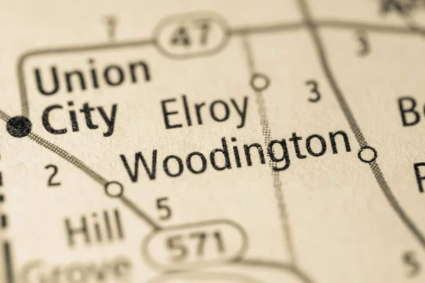 伍丁顿俄亥俄美国地图 — 图库照片