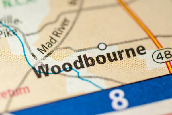 Close Mapa Woodbourne Ohio Estados Unidos — Fotografia de Stock
