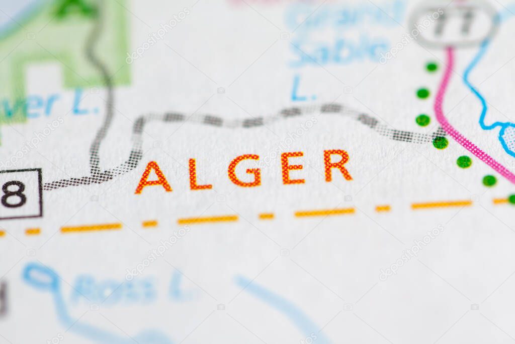 Alger. Michigan. USA map