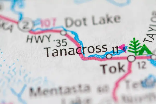 Κοντινό Πλάνο Του Χάρτη Του Tanacross Αλάσκα Ηπα — Φωτογραφία Αρχείου