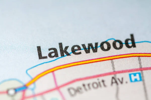 Lakewood Haritasının Yakın Plan Görüntüsü Ohio Abd — Stok fotoğraf