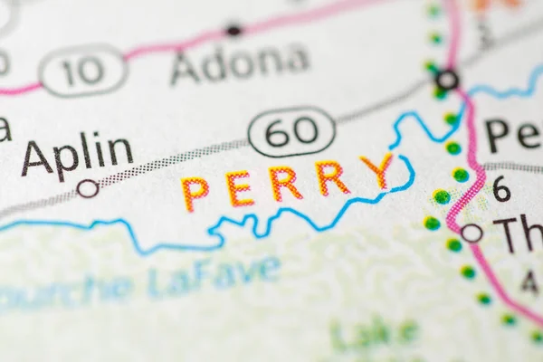 Perry Arkansas Mapa Usa — Stock fotografie