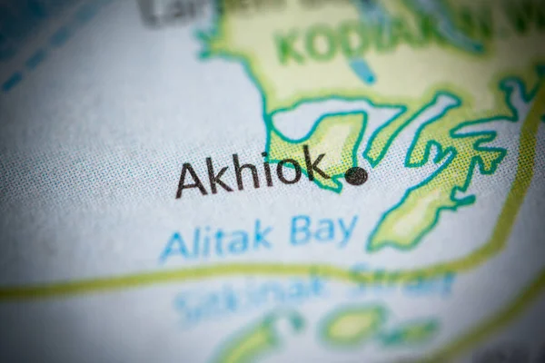 Close Shot Map Akhiok Alaska Usa — Stock Photo, Image